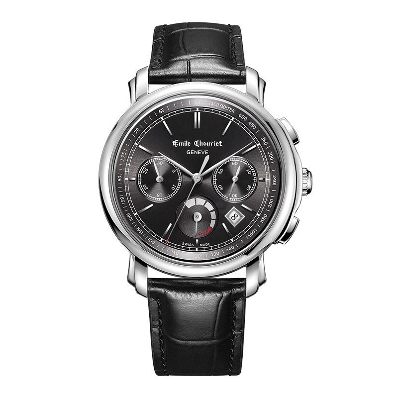艾米龙(Emile Chouriet)手表莱蒙系列黑色牛皮带机械男表16.1168.G42.6.8.68.2