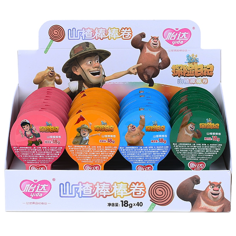 怡达 熊出没山楂棒棒卷整盒18g*40支分享装 蜜饯果脯休闲零食