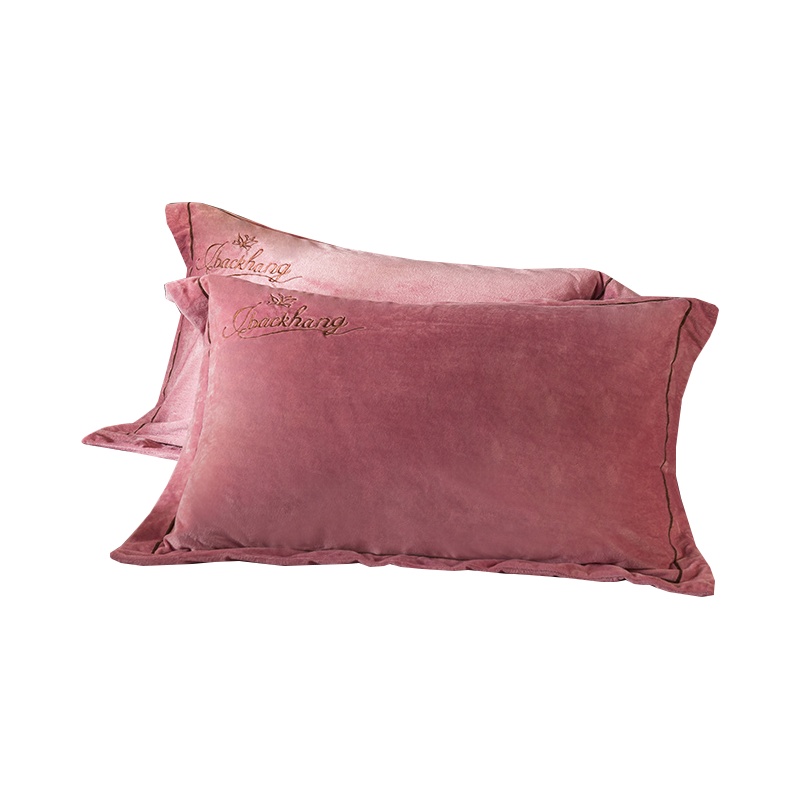 九氏Joesh蝴蝶皇后水晶绒绣花压线款单枕套一对 质感丰盈柔软舒适