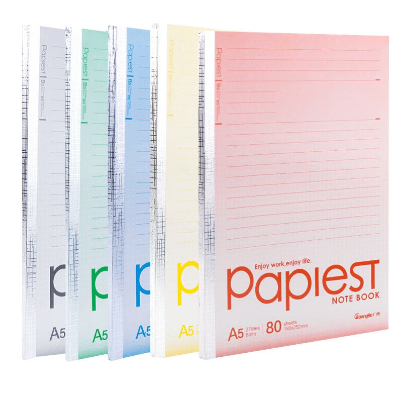 广博(GuangBo)GBR51009 A5/80张无线装订本 5本/包2包装 软面抄笔记本记事本日记本 软抄本练习本