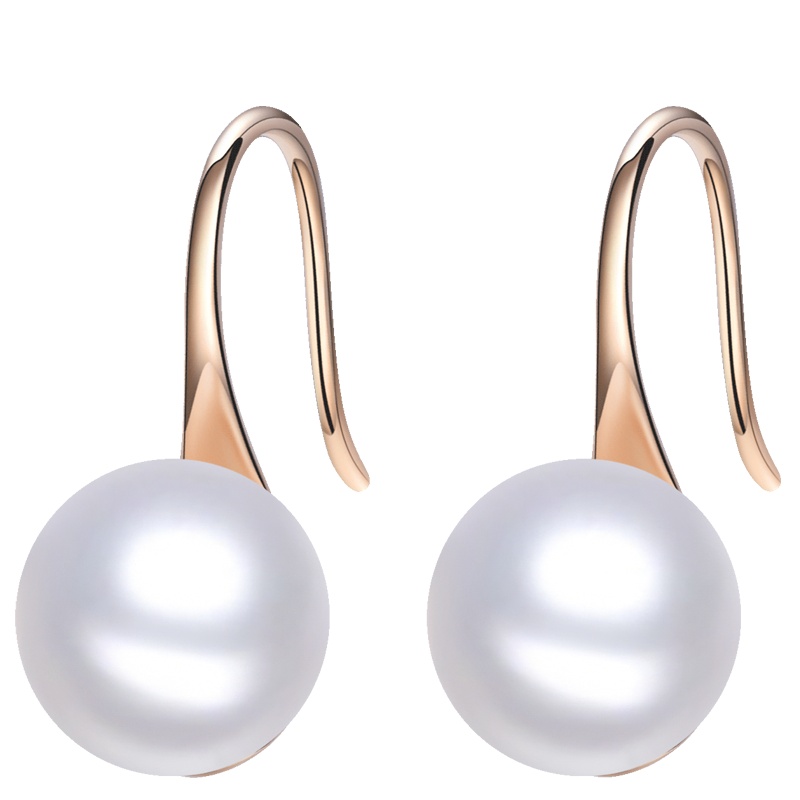 佰色传情18K金淡水珍珠耳饰正圆女气质强光韩版送女友