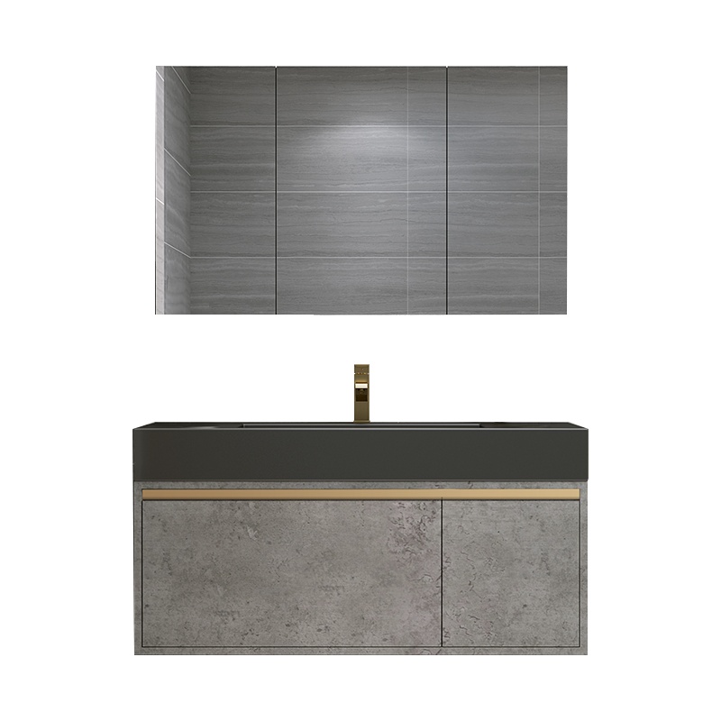 爱家生活 现代简约轻奢岩板一体盆浴室柜柜组合卫生间洗脸洗手池洗漱台盆柜