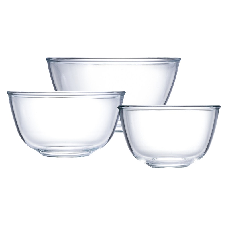 scybe喜碧 24.5cm+21cm+17cm玻璃碗家用加厚大水果碗沙拉碗泡面汤碗色拉碗 三只装