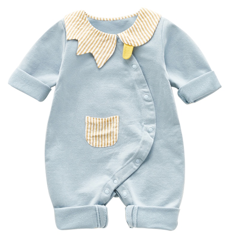 优简宝宝婴儿连体衣春季保暖婴儿衣服宝宝斜开哈衣爬爬服外出连体衣儿童家居服