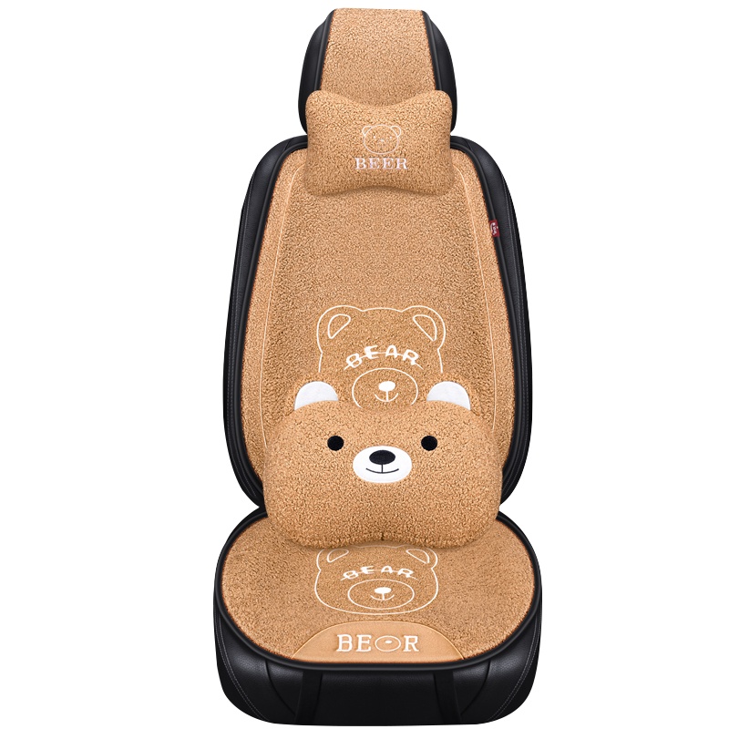淘尔杰TAOERJ汽车坐垫冬季毛绒羊羔绒加厚保暖小蛮腰ins网红女神可爱通用座垫套