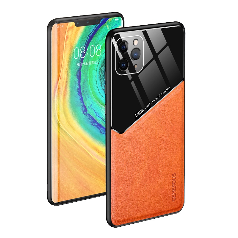 安美宝苹果11手机壳简约皮纹iphone防摔11pro max抗指纹全包边保护套内置铁片车载隐形磁吸商务男女款超薄pro