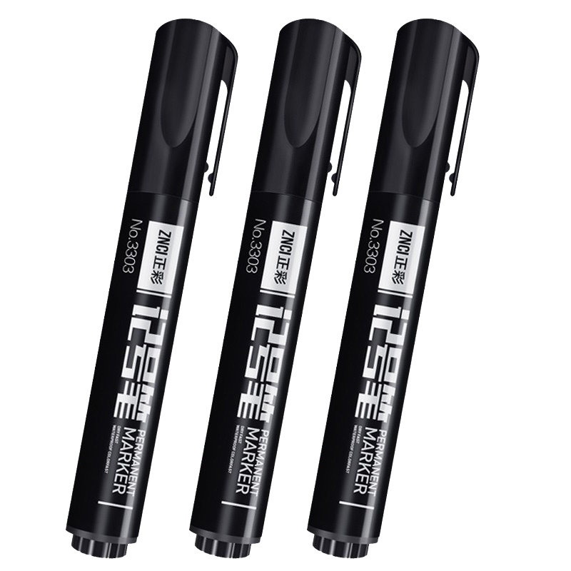 正彩(ZNCI)3303记号笔10支/盒办公文具黑色粗头油性大头笔 黑色