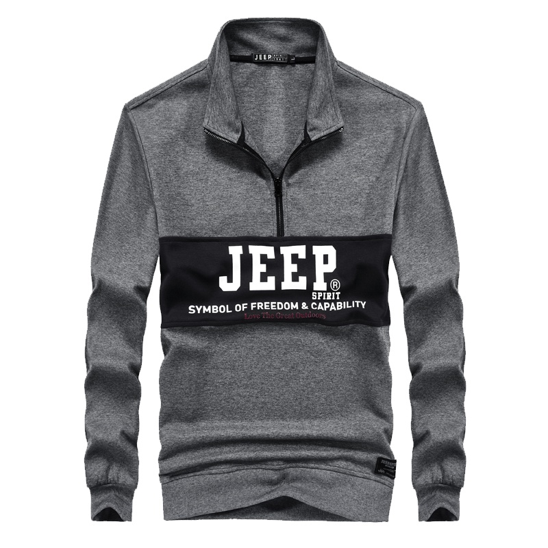 JEEP吉普官方卫衣男春秋季立领休闲套头打底衫男装宽松上衣