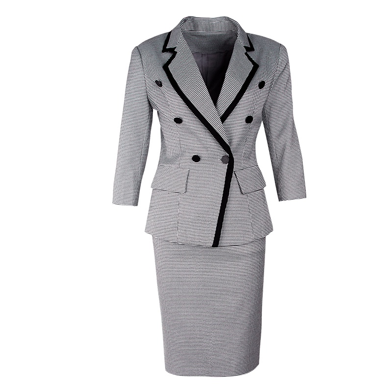 晩白 新款西装上衣包臀半身裙职业优雅两件套套装