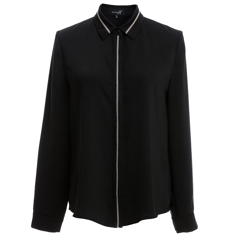 欧昵雪黑色衬衫女春装知性OL职业衬衣气质白领上衣女装