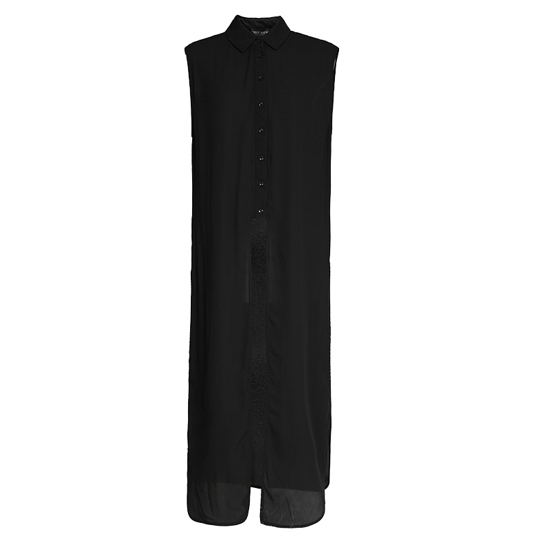 秋水伊人2019春装新品无袖长款外套薄款风衣女FV31