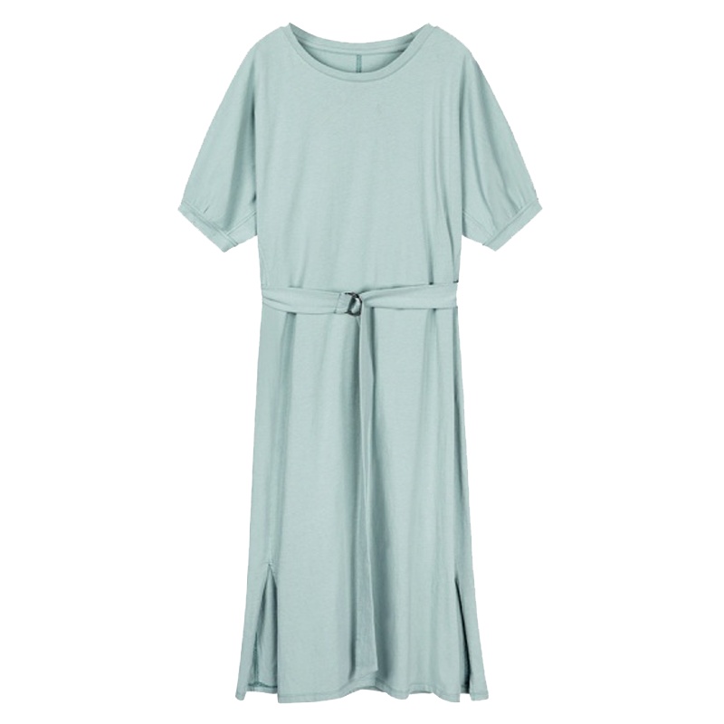 【专柜同款】拉夏贝尔夏季新款极简连衣裙腰带侧边开衩冷淡风学生心机裙