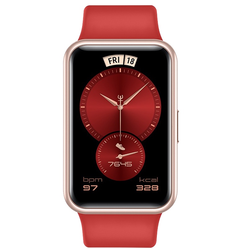 华为/HUAWEI WATCH FIT 智能手表 轻薄全彩大屏 动画健身私教 心理健康管理 新年红 新年红氟橡胶表带