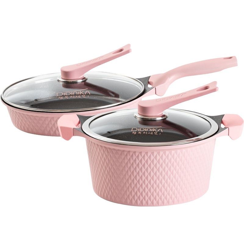 迪迪尼卡（Didinika）锅具套装2件套麦饭石炒锅不粘锅平底锅煎锅家用厨房组合套装