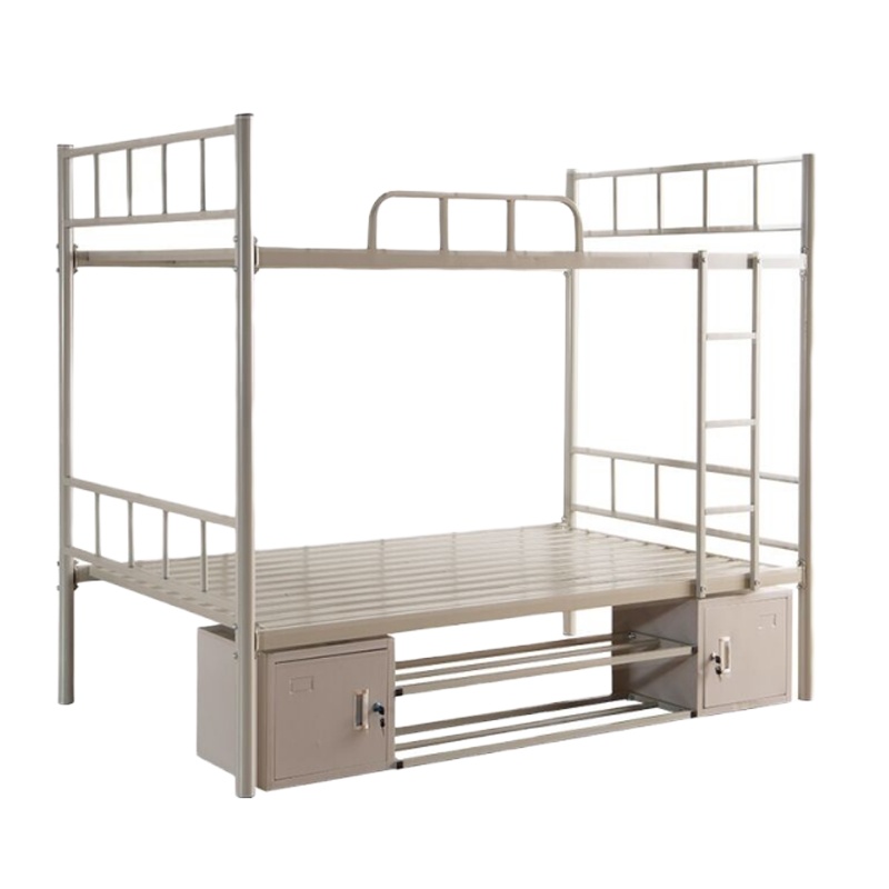 高低床 2000*900*1850 带床下柜+鞋架+床铺板 亚光灰白色 支持定制