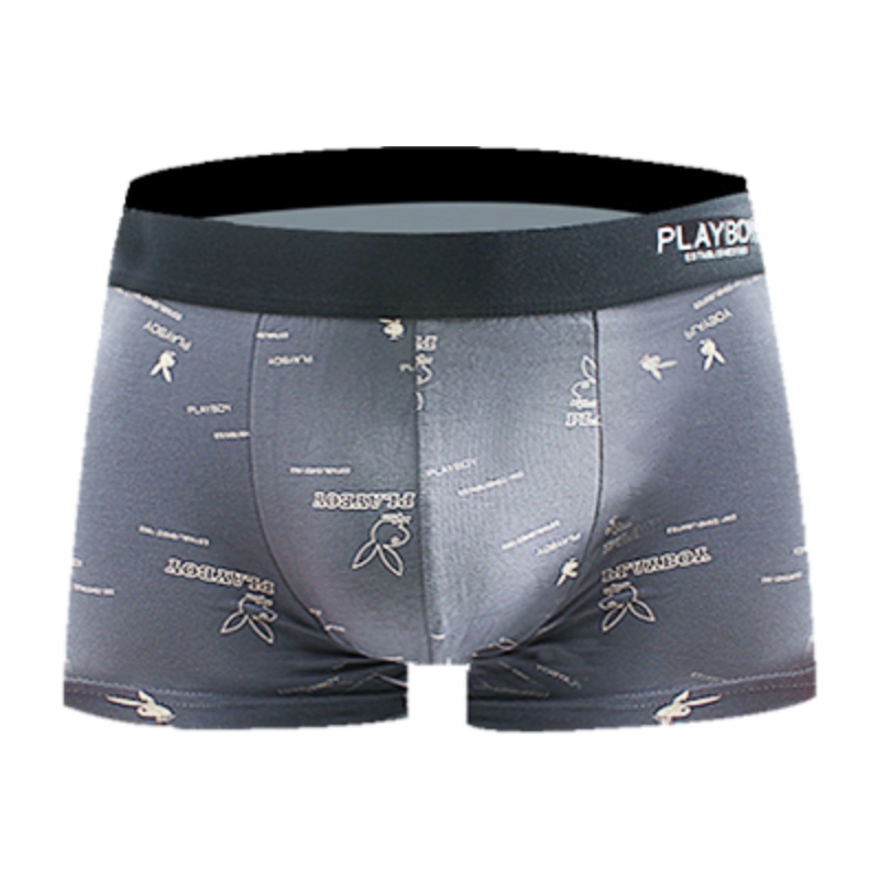 花花公子男士内裤男平角裤冰丝舒适潮流运动印花青年四角短裤