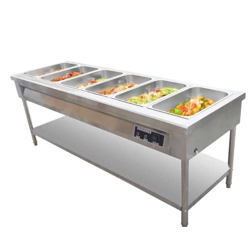 乐创(lecon)LC-S1保温售饭机 商用电热保温汤柜 保温台售饭车售饭台快餐车(五格)