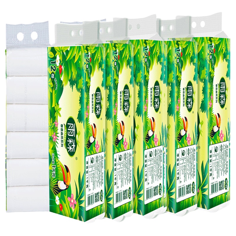雨森10斤60卷(1000g/提*5)原生木浆卫生纸巾家用手纸厕纸卷筒纸批发家庭实惠装