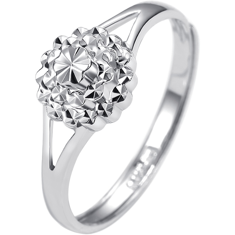 周大生铂金戒指正品简约车花素戒女戒 PT950白金指环女纪念日