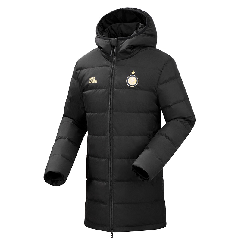 国际米兰俱乐部Inter Milan 年度新品加厚保暖时尚防风中性足球连帽中长款运动休闲羽绒服