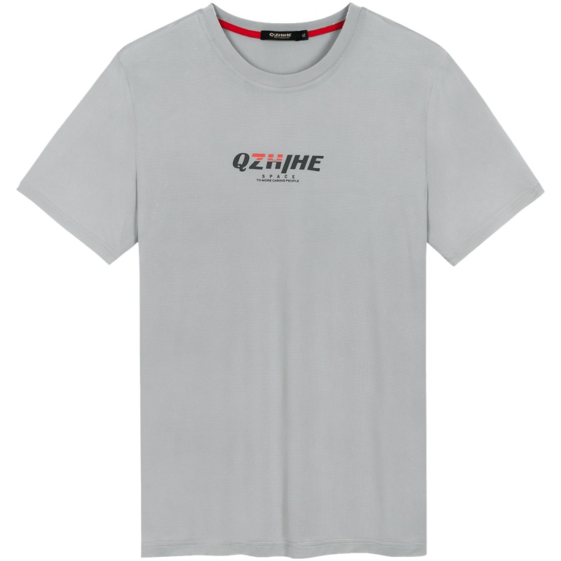 千纸鹤男装速干透气运动短袖上衣2020春夏青年字母印花T恤潮20487