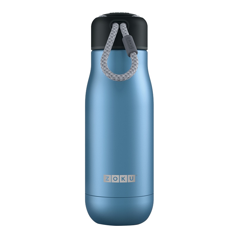 美国Zoku 男女提手便携车载杯运动健身户外不锈钢真空保温杯保温瓶350ml-蓝色