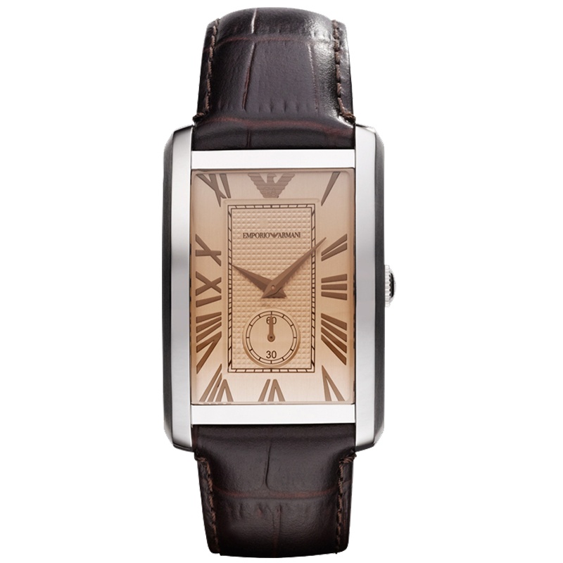 阿玛尼(EMPORIO ARMANI)手表 男皮带方形方盘时尚复古商务休闲石英男女士情侣百搭腕表石英表 男 AR0154
