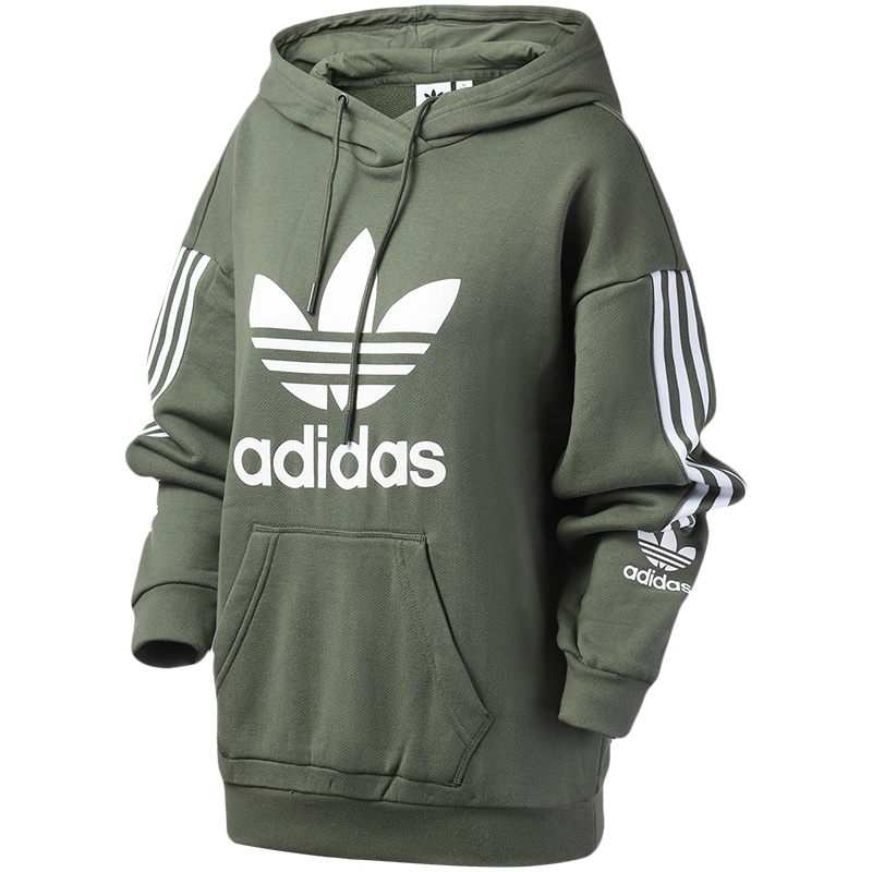 adidas阿迪达斯三叶草女装运动服休闲针织连帽卫衣FI6345