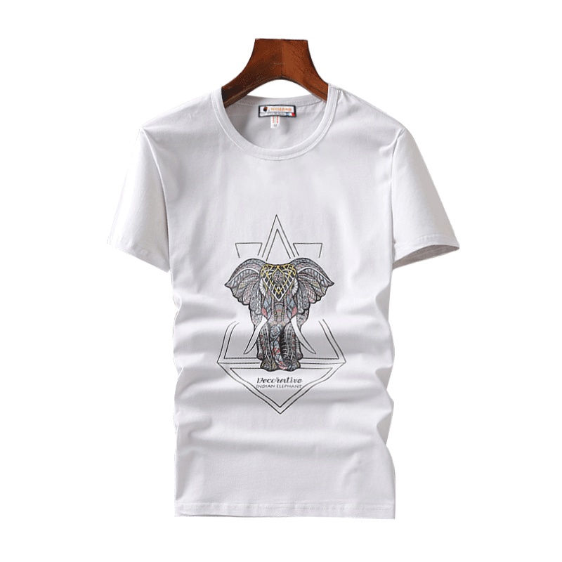 男士时尚百搭修身休闲上衣青年套头T恤衫纯棉纯色