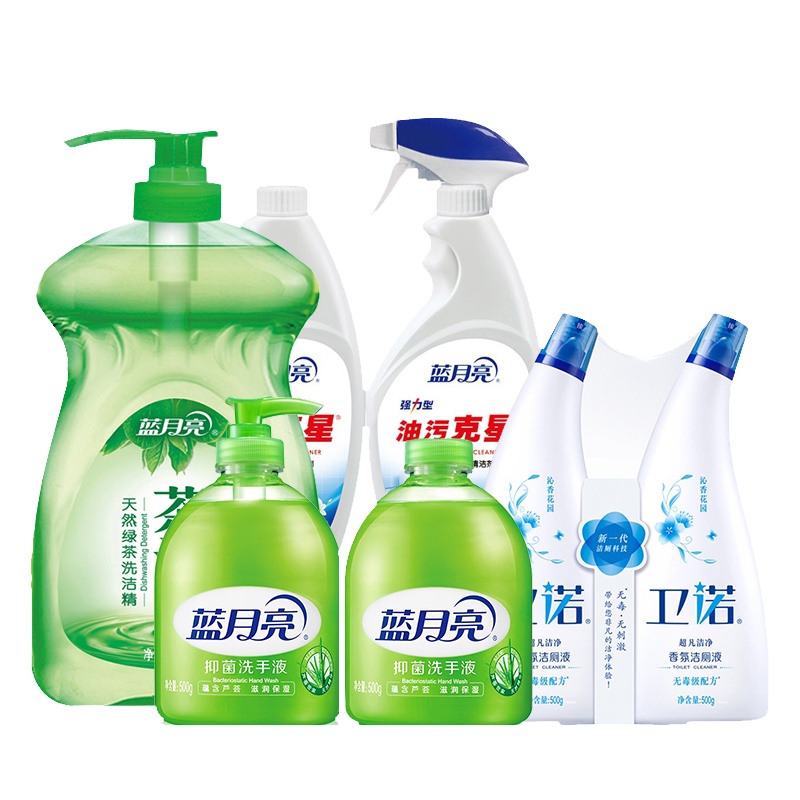 蓝月亮家清礼包·(1kg茶清*1+油污克星500g*2+500g卫诺*2+洗手液瓶瓶补)单位:件