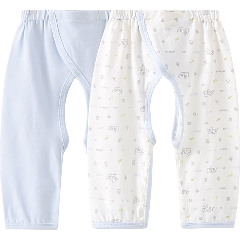 童泰夏季1-6月婴幼儿男女宝宝裤子家居空调裤休闲两件开裆长裤