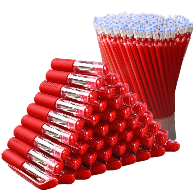 晨光 红色中性笔0.5mm 水笔 中性笔 圆珠笔 办公文具 24支装