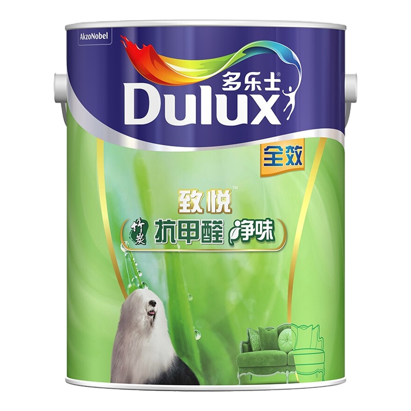 多乐士(Dulux) 致悦竹炭净味抗甲醛全效内墙乳胶漆 墙面漆油漆涂料 A742 5L 哑光白色