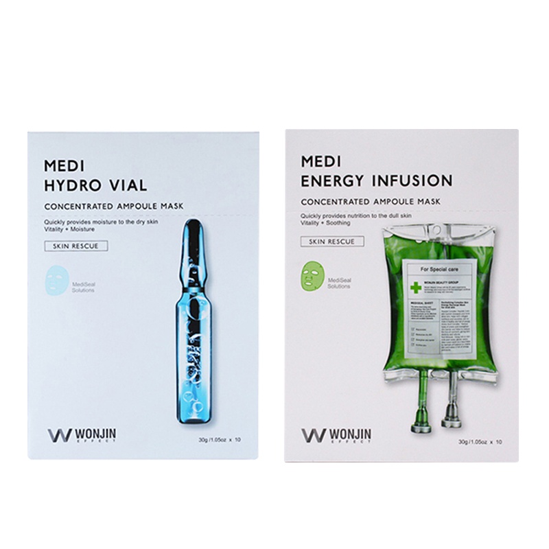 [2盒装]韩国WONJIN effect 原辰安瓶补水面膜10片*2盒 元辰水分三部曲面膜 新旧款随机发