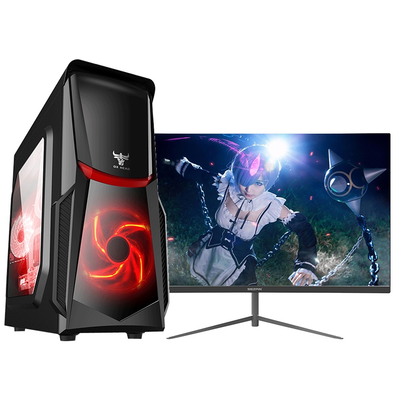 世纪之星(CENTURY STAR)九代酷睿i5六核/4G独显/16G内存/256GB固态 家用办公商务娱乐影音LOL吃鸡游戏电脑 台式电脑主机 台式机 电脑主机+24英寸平面全套