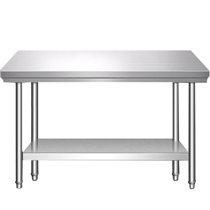 德玛仕不锈钢工作台 厨房操作台置物架商用打荷台 二层操作台800x760x800mm(工程款201无磁不锈钢)