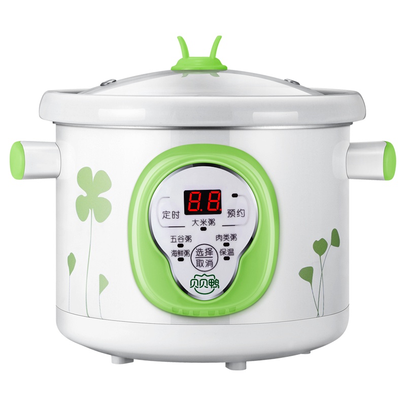 贝贝鸭 婴儿智能bb煲煮粥锅 宝宝电炖锅儿童辅食料理机慢炖预约煲粥 电饭锅 1L智能BB煲