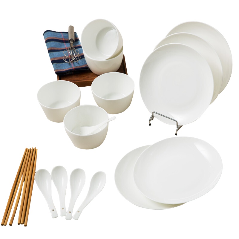斯凯绨(Sky Top) 餐具套装陶瓷骨瓷碗盘碟碗筷纯白日式20头