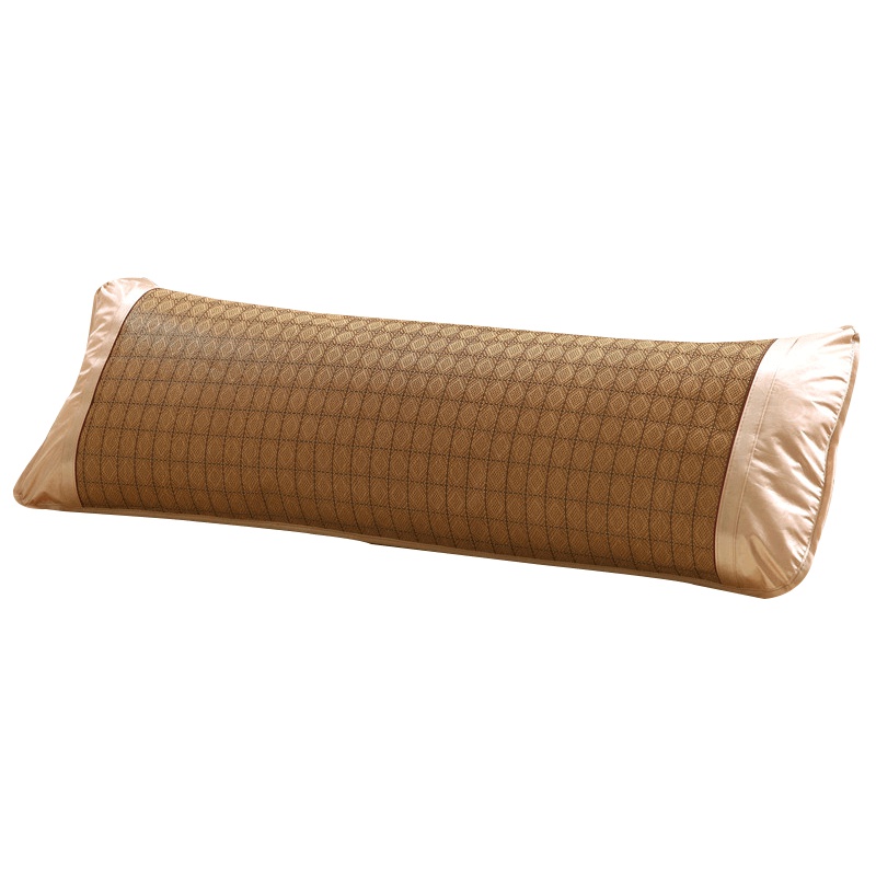 南极人(NanJiren)家纺 夏季清爽凉席/凉枕长枕套单只 床上用品牡丹花/罗马格图案冰丝席枕头套仿藤席枕芯套枕席一只