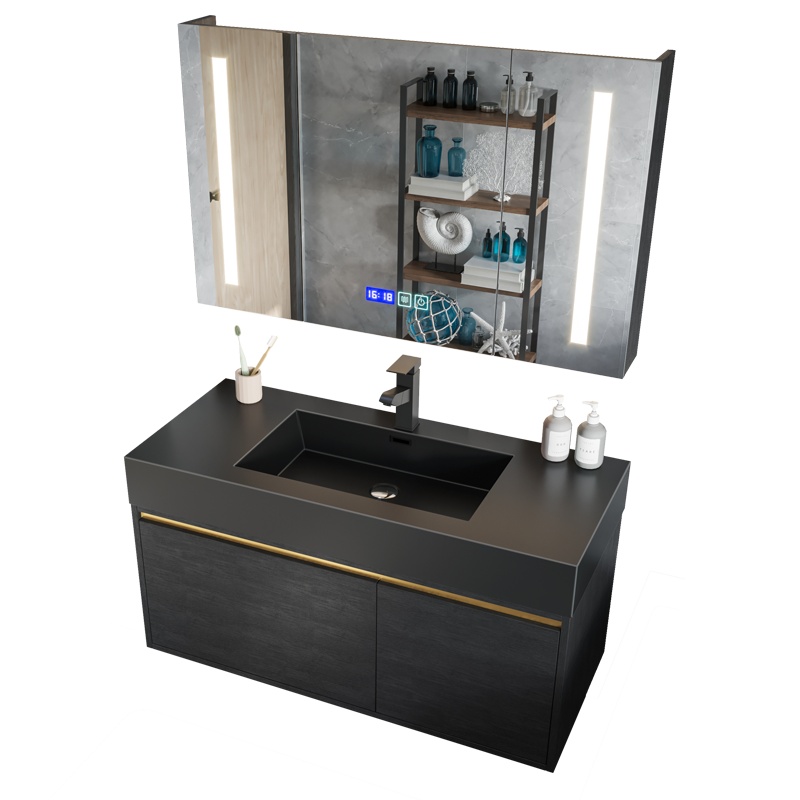 轻奢智能岩板大理石浴室柜组合简约洗脸盆洗手盆柜卫生间洗漱台