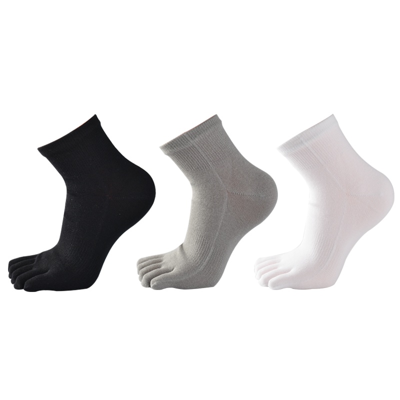 男士纯棉吸湿排汗运动型五指男袜子秋冬商务运动耐磨短筒五指袜男