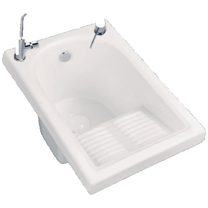 品牌直营> 迷你陶瓷洗衣盆池 带搓衣板 小号阳台水池 半嵌入式台上盆30/50cm安心抵