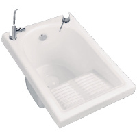 品牌直营> 迷你陶瓷洗衣盆池 带搓衣板 小号阳台水池 半嵌入式台上盆30/50cm安心抵