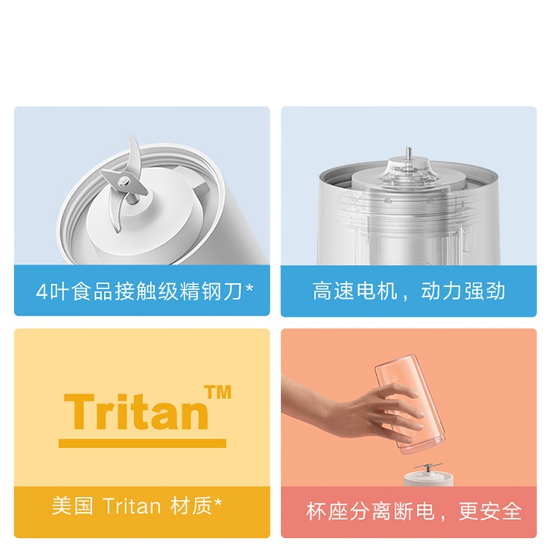 米家 小米榨汁机果汁机 无线便携 350ml容量 易清洗小型全自动果蔬多功能炸果汁便汁杯 BXZZJ01YM