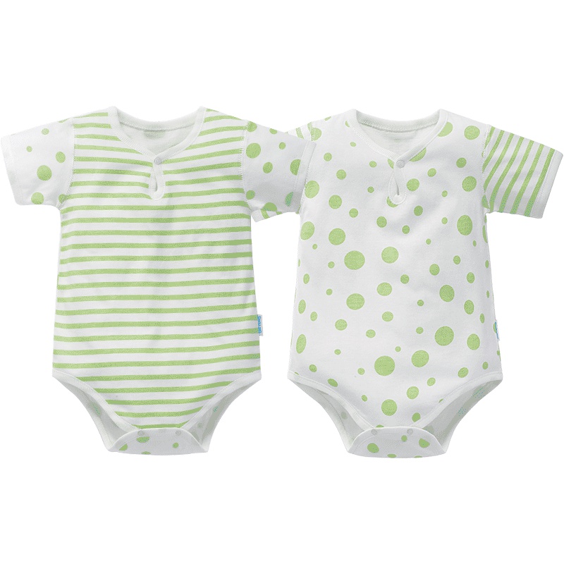 贝贝怡婴儿连体衣夏季宝宝哈衣婴儿短袖包屁衣爬爬服两件装152B002