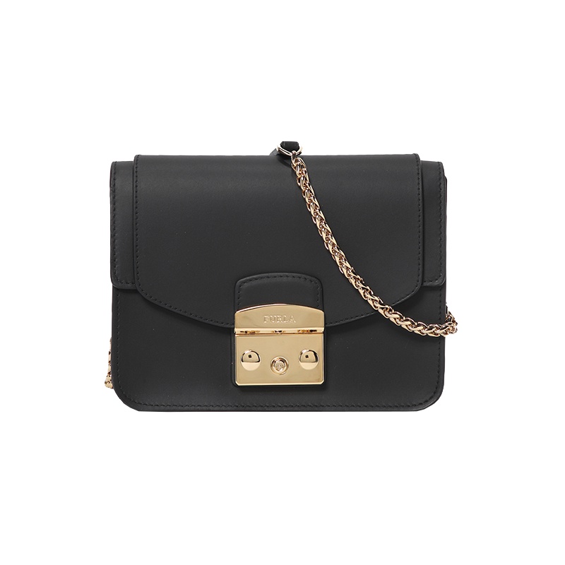 FURLA芙拉 女士黑色MAGIA系列牛皮时尚链条女单肩斜跨包BOT1 ONYX 962966