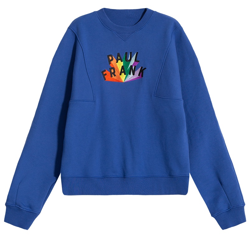 大嘴猴春秋新款卫衣女宽松韩版刺绣蓝色休闲女装