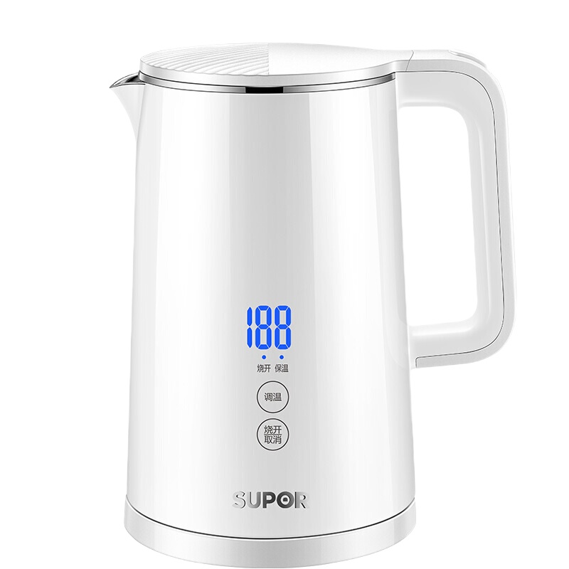 苏泊尔(SUPOR)电水壶热水壶 保温 全钢无缝电子调温 304不锈钢烧水壶开水壶 实时温显 SW-15J68A