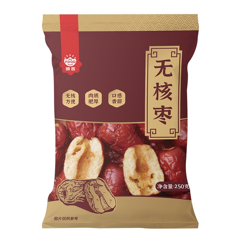 狮客[苏宁自主品牌]沧州无核枣250g 沧州灰枣 红枣 无核枣 干果蜜饯 南北干货 泡茶煲汤原料