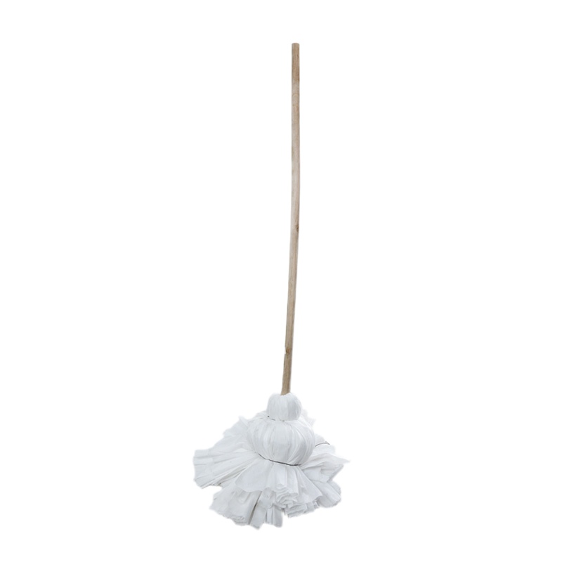 木杆拖把棉线家用老式墩布尘推拖布工厂物业吸水普通大号拖把纯棉抖音 白色